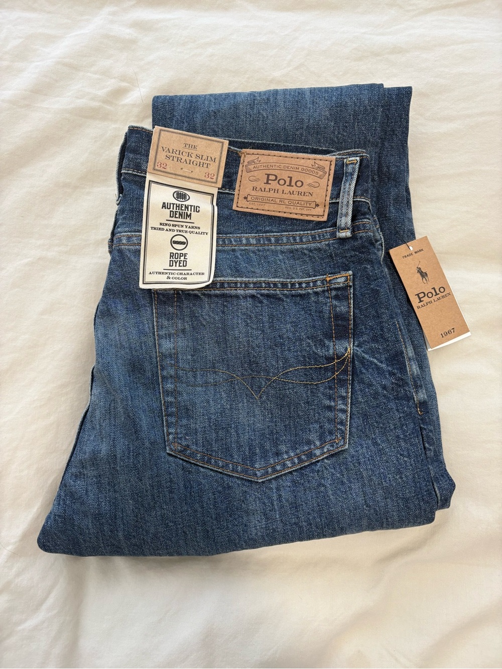 Polo Ralph Lauren Varick Slim Straight Distressed Jean - 32x32 - NEW
